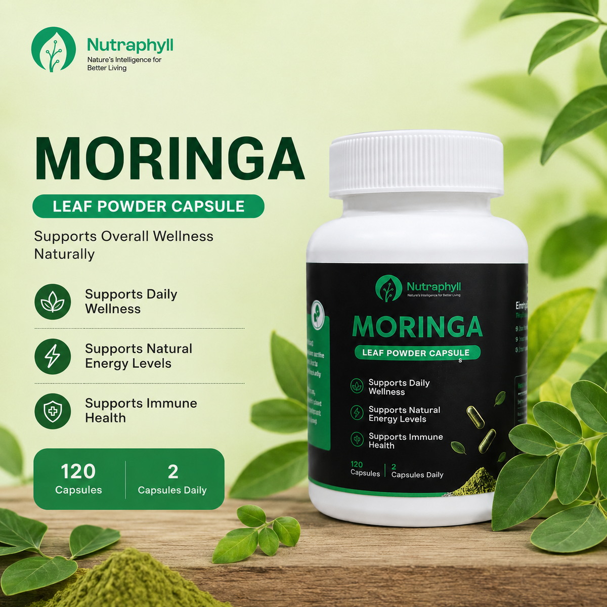 Moringa Leaf Powder - 120 Capsule