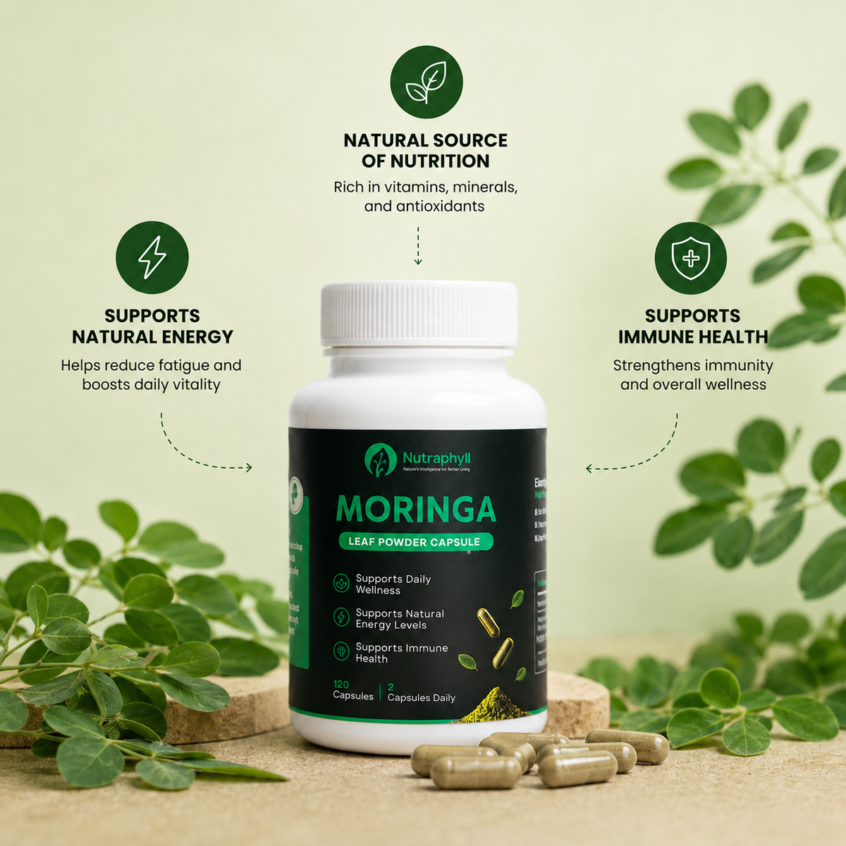 Moringa Leaf Powder - 120 Capsule