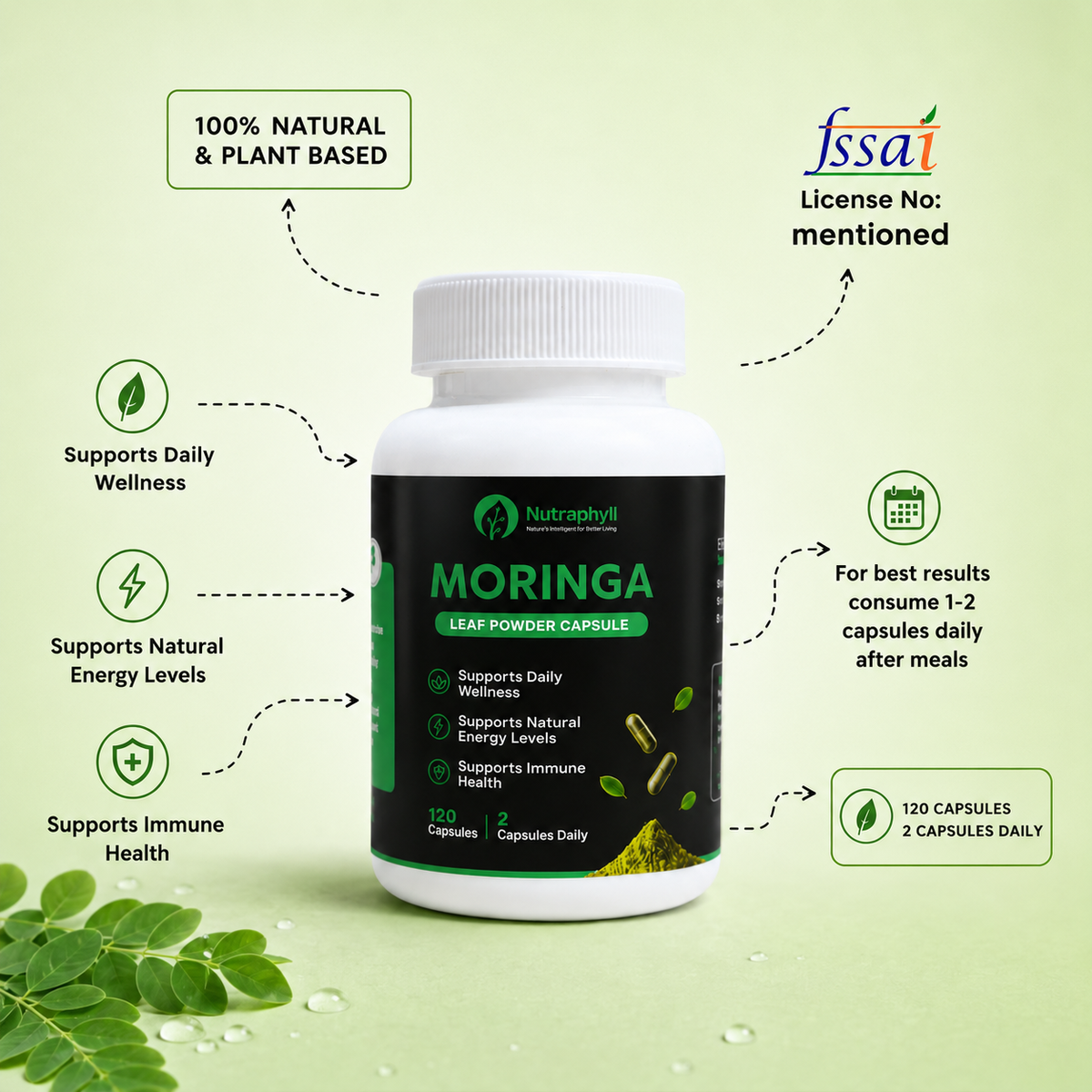 Moringa Leaf Powder - 120 Capsule
