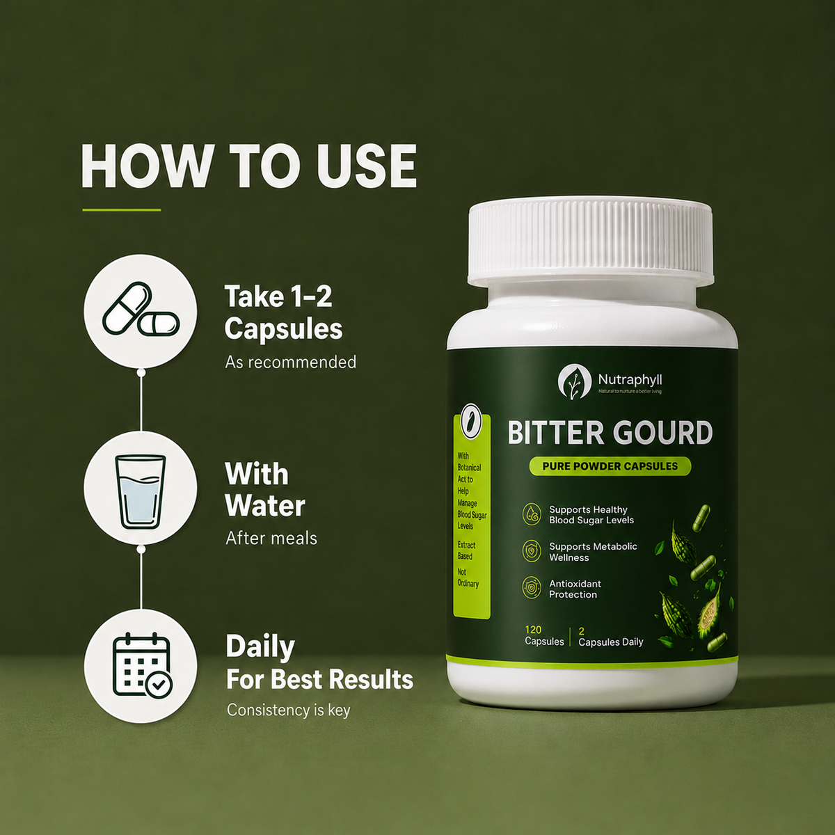 Moringa Leaf Powder - 120 Capsule